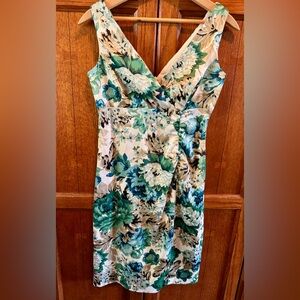 Donna Ricco Women’s Satin Floral Knee Length Cocktail Dress 2 Petite